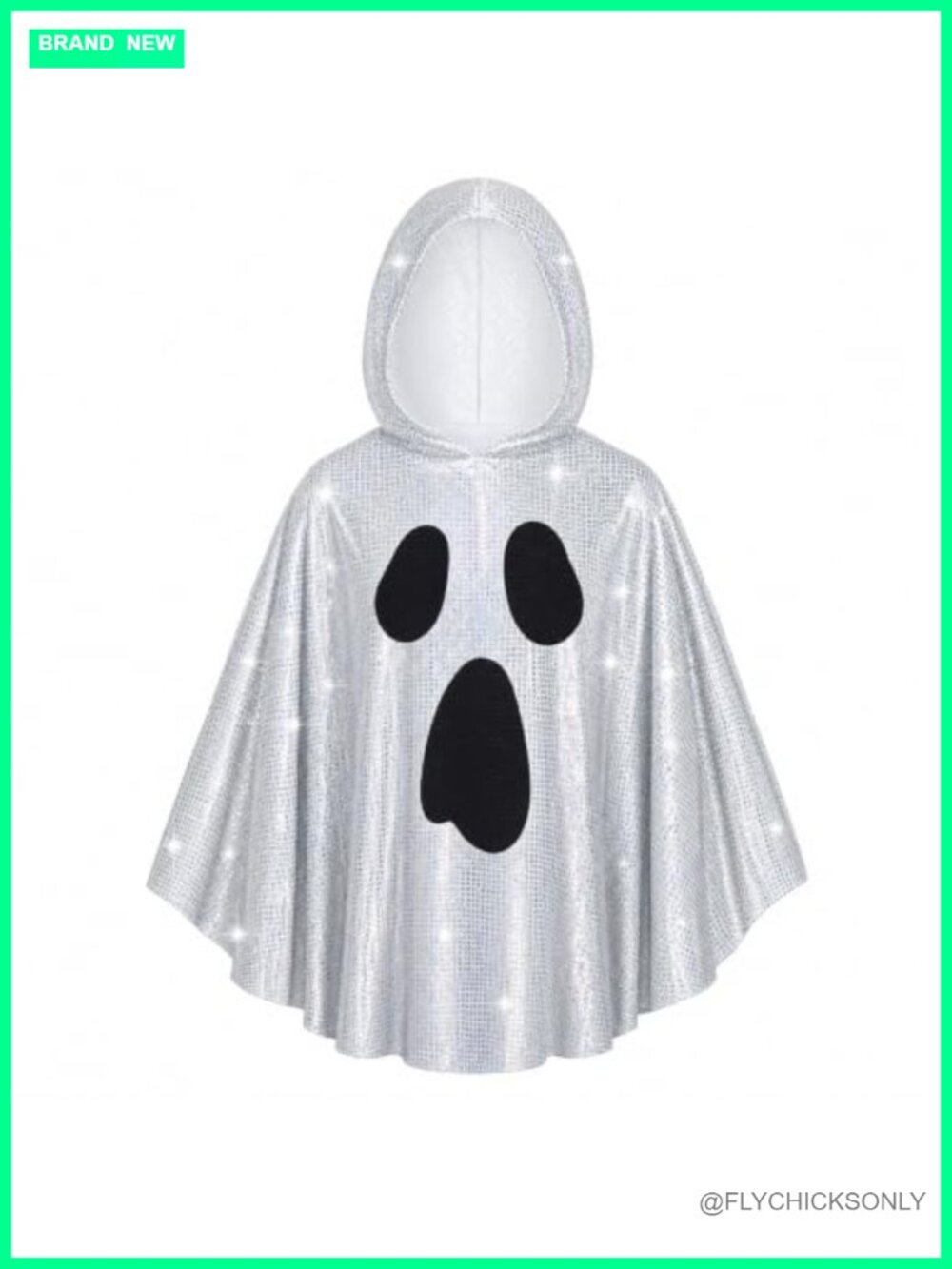 Sequin Ghost Poncho Halloween Costume Disco Ghost Adult Women One Size